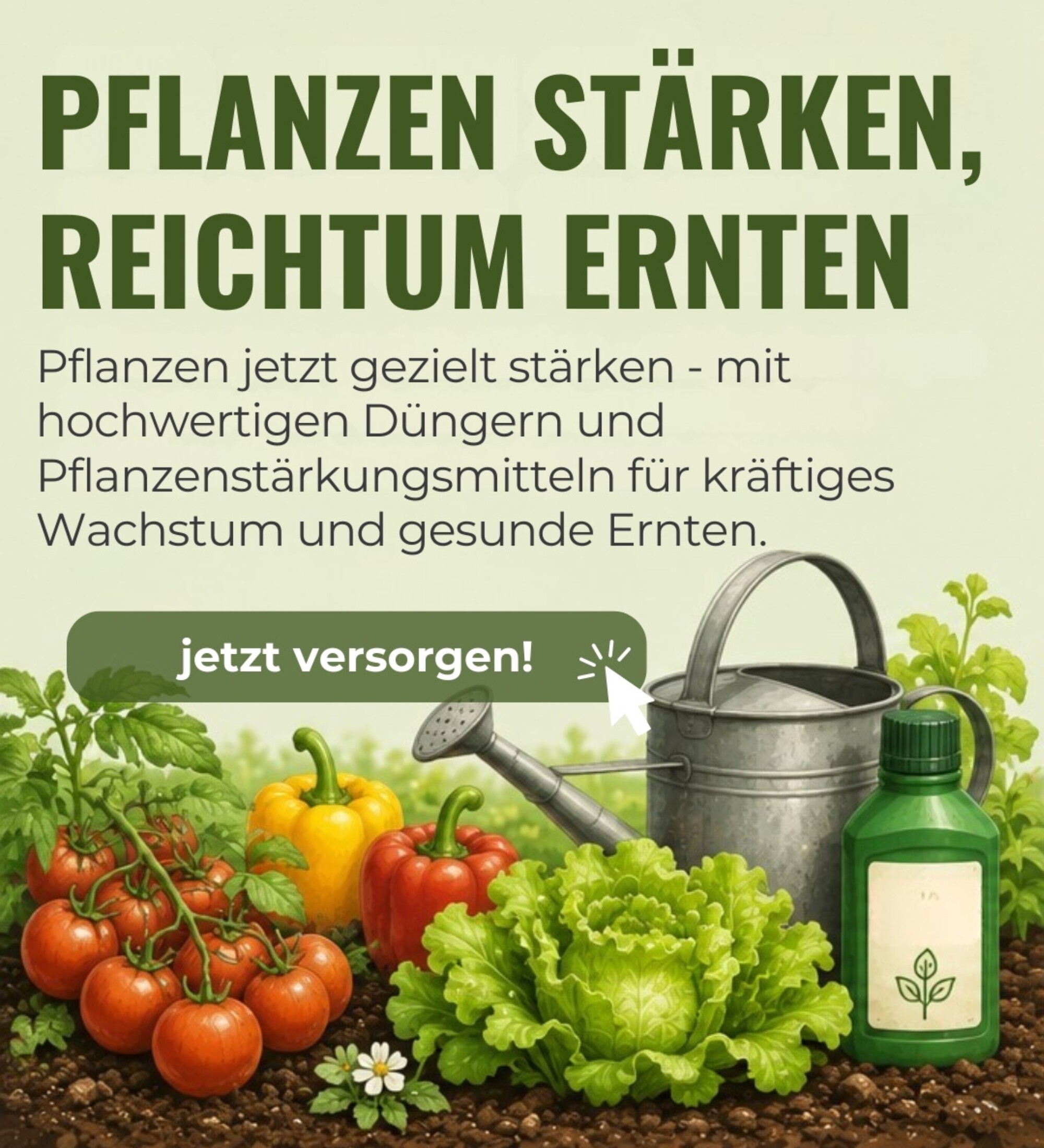 Werbegrafik für Pflanzenstärkung für eine bessere Ernte und besseren Wachstum